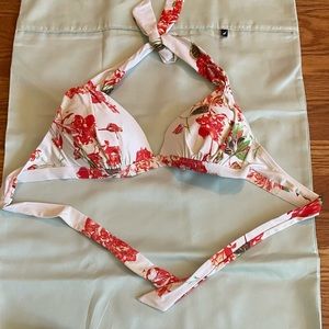 Rachel Roy White Flowered Halter Bikini
